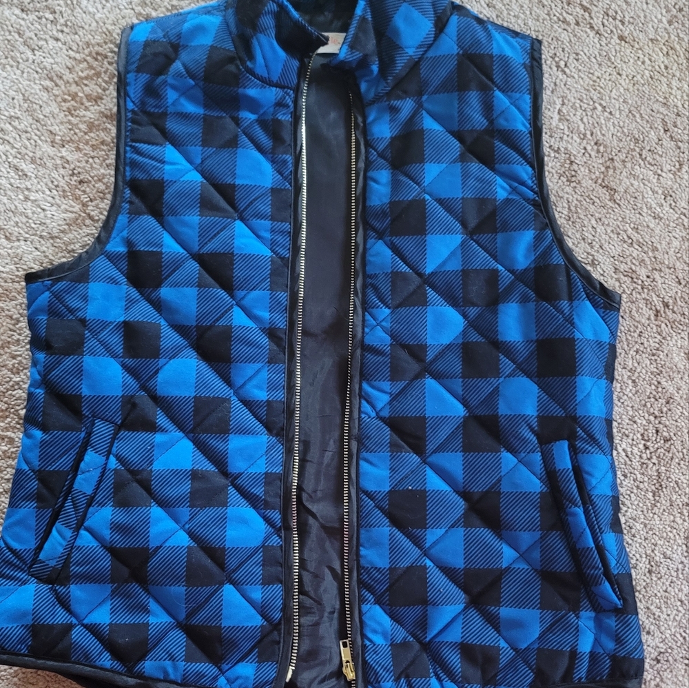 SI STYLE SIZE SMALL BLUE/BLACK CHECKERED VEST - Picture 2 of 4